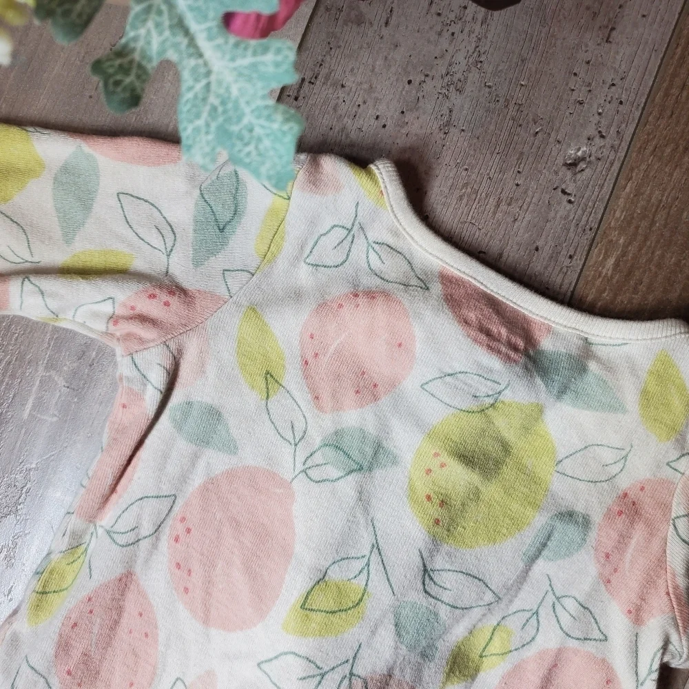 Carter's Just One You White Pink Yellow & Green Lemon Footed Pajamas Size 6m